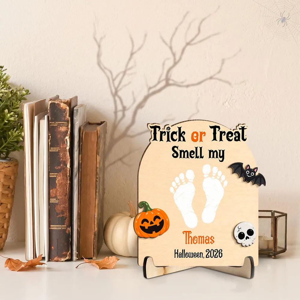 Personalized Halloween Wooden Plaque Cute Family Gift for New Parents