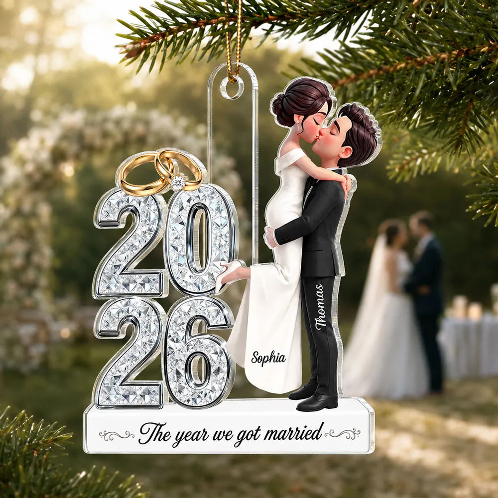 Personalized Acrylic Christmas Ornament Newlyweds Gift