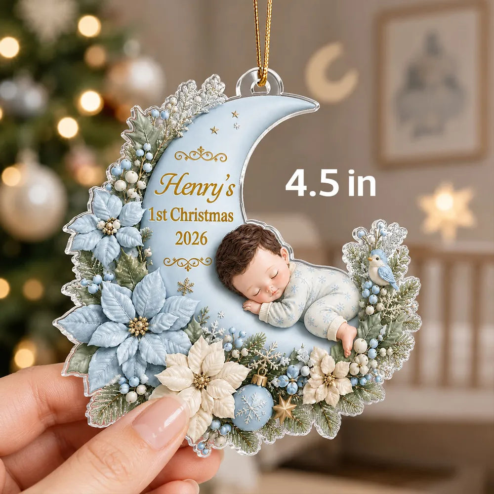 Personalized Acrylic Ornament Baby's First Christmas Gift for Mom & Dad