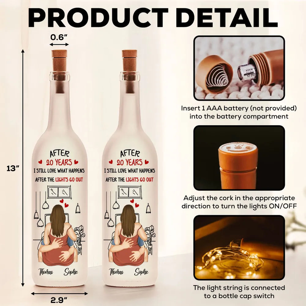 Personalized Bottle Lamp for Couple with Embracing Design - Romantic Amber Decor Gift