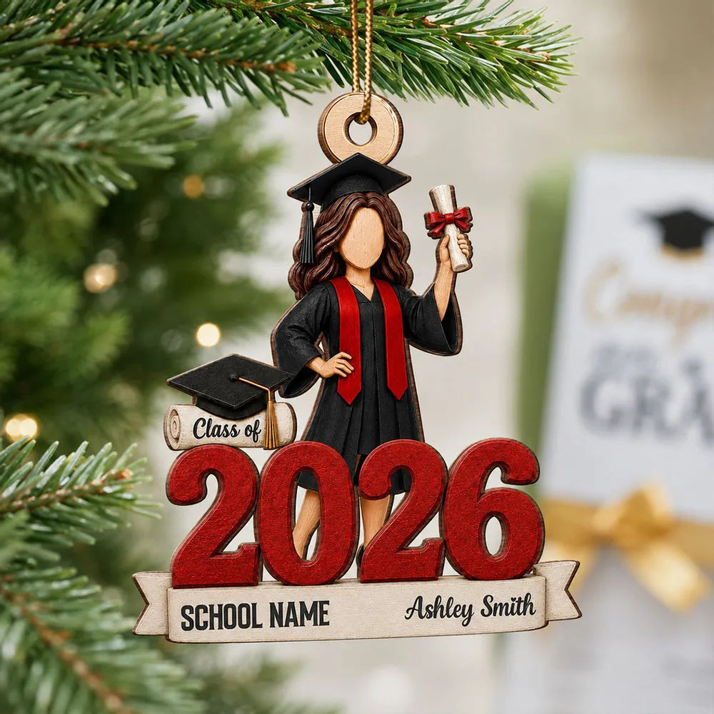 Personalized Graduation Wooden Ornament Gift for Daughter