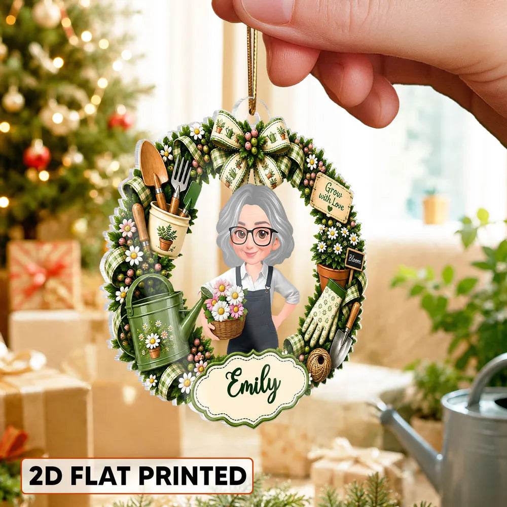 Personalized Gardening Themed Acrylic Ornament Gift for Mom