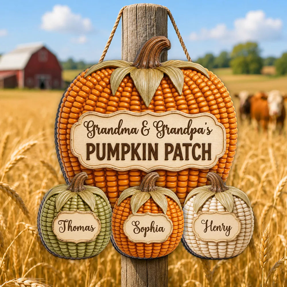 Personalized Wooden Grandpa & Grandma Pumpkin Sign Gift
