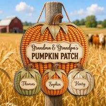 Load image into Gallery viewer, Personalized Wooden Grandpa &amp; Grandma Pumpkin Sign Gift
