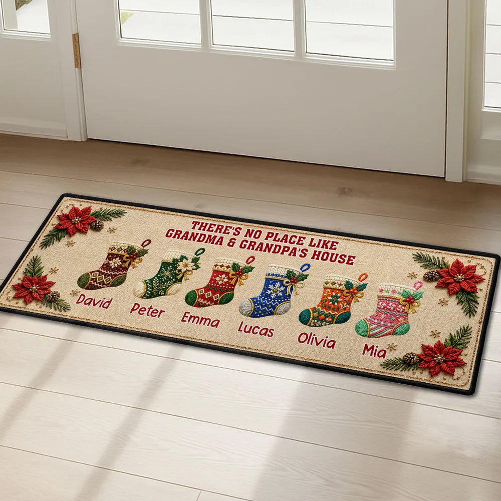 Personalized Christmas Doormat for Grandma's Family Welcome