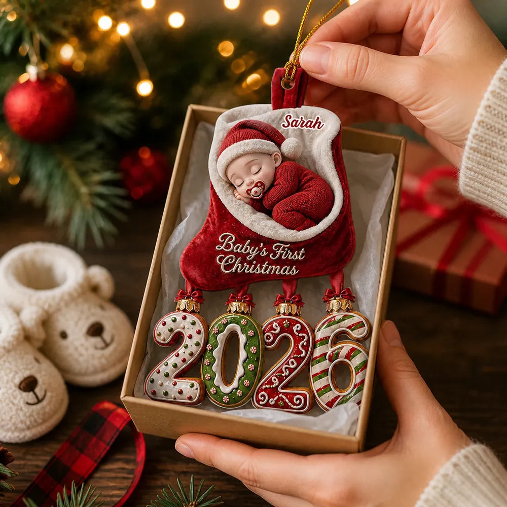 Personalized Baby's First Christmas Acrylic Ornament Gift for New Parents