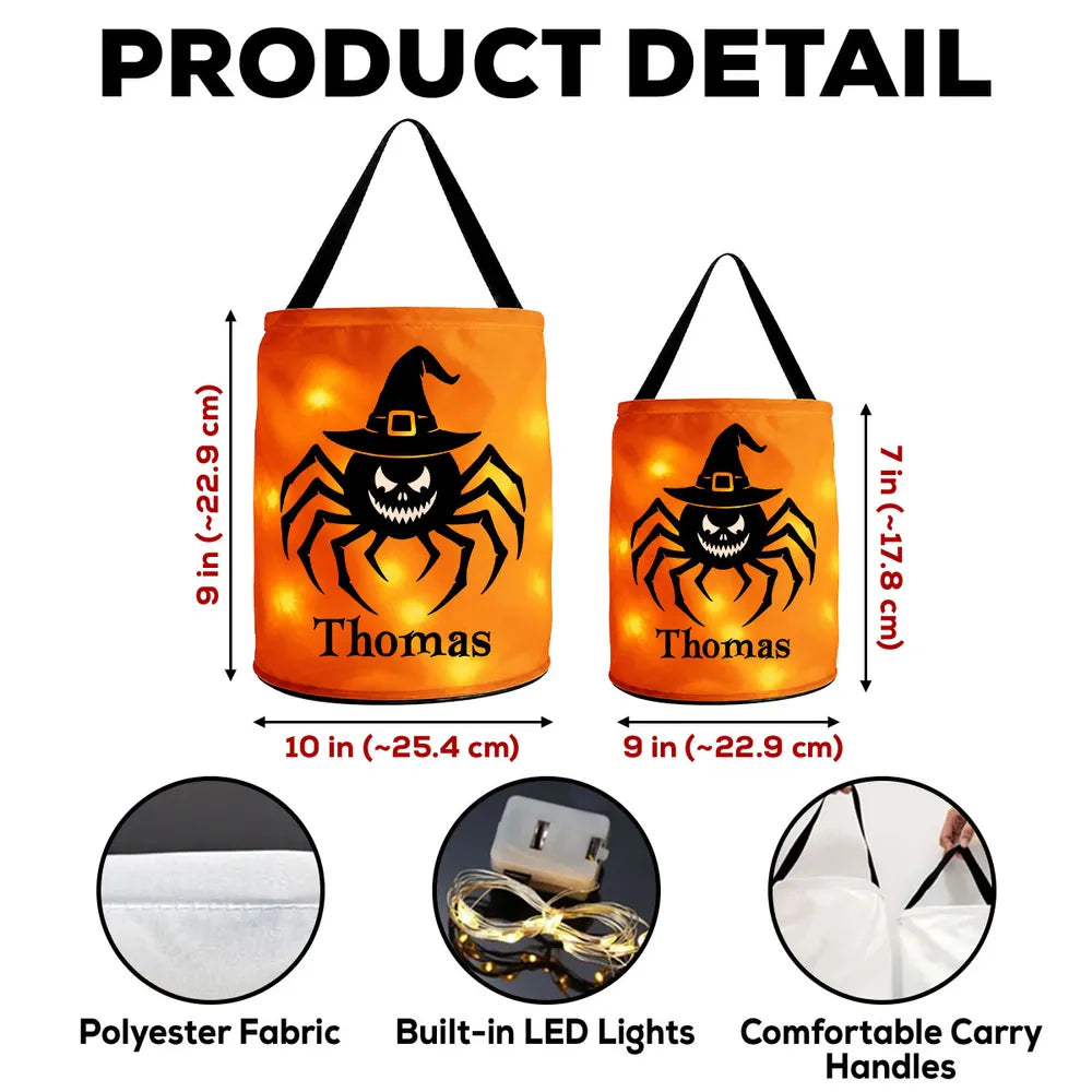 Personalized LED Light Up Halloween Basket for Kids Trick or Treating