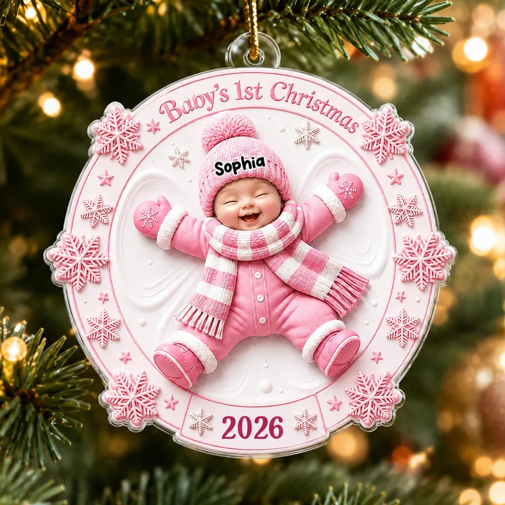 Personalized Baby Snow Angel Ornament Custom Name Unique Gift for New Parents
