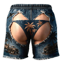 Load image into Gallery viewer, Personalized Beach Shorts Tropical Shark Print Gift for Him
