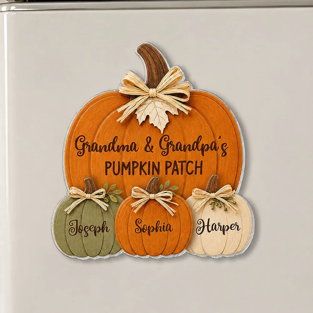 Personalized Fall Acrylic Magnet Rustic Pumpkin Gift for Grandma & Grandpa