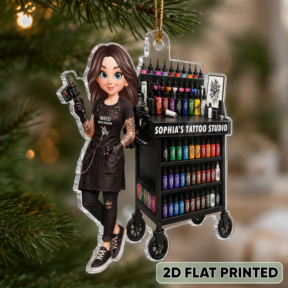 Personalized Tattoo Artist Acrylic Ornament Custom Gift for Her