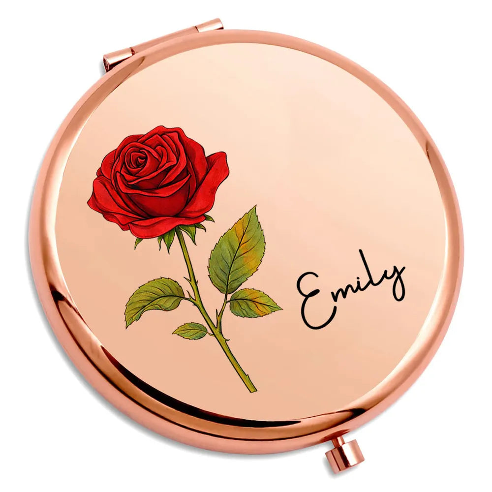 Personalized Metal Compact Mirror Custom Gift for Mom Sister