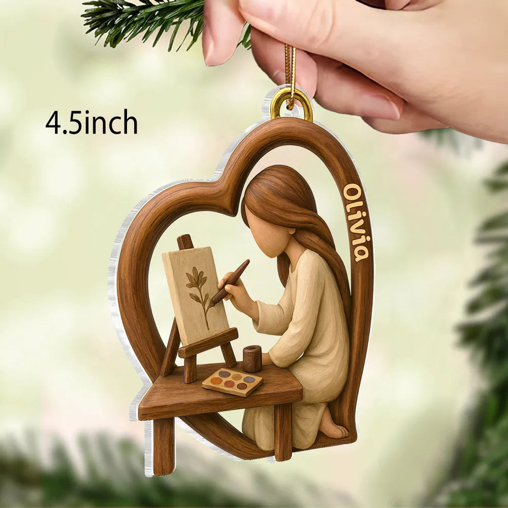 Personalized Acrylic Christmas Ornament Heart Artist Gift