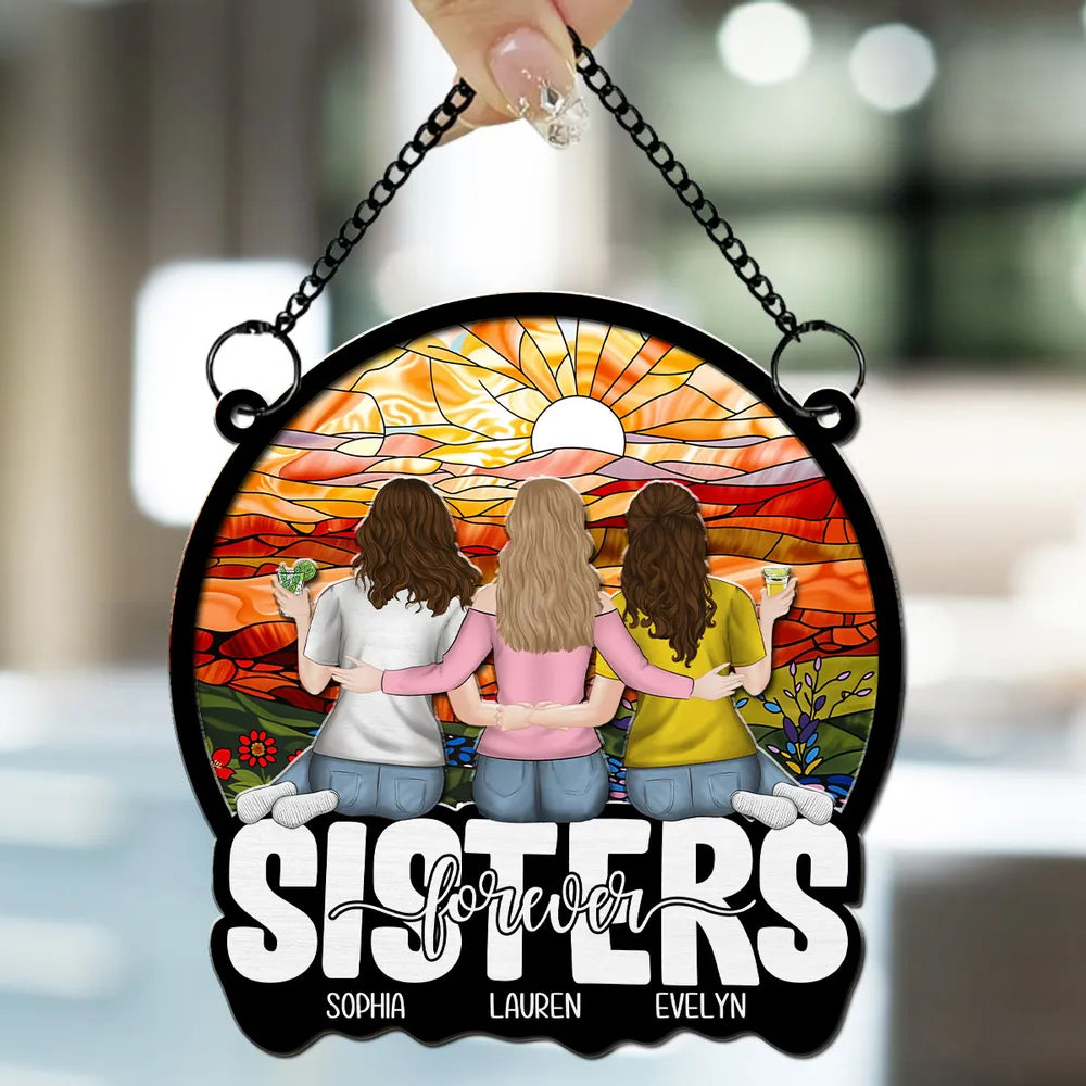 Personalized Wood Acrylic Ornament Sisters Gift Keepsake