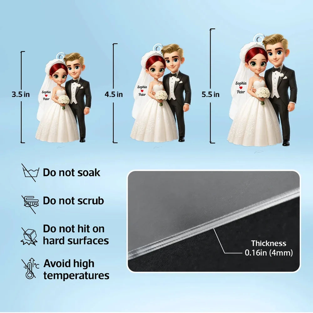 Personalized Wedding Couple Car Ornament for Newlyweds - Romantic Keepsake Car Hanger MagicInPrints