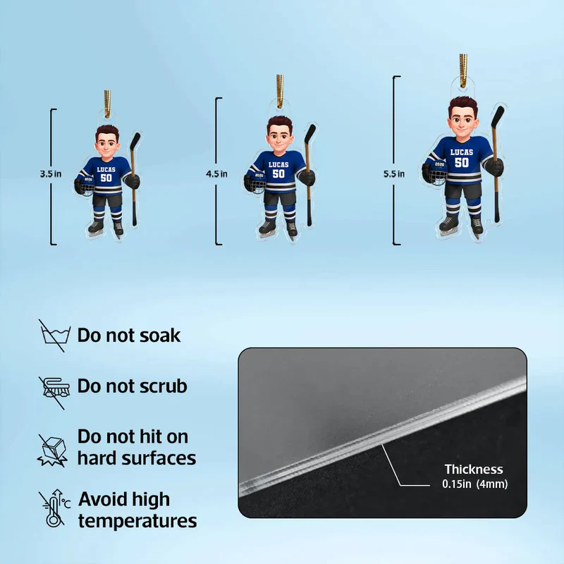 Custom Hockey Player Christmas Ornament for Kids - Personalized Gift Ornament MagicInPrints