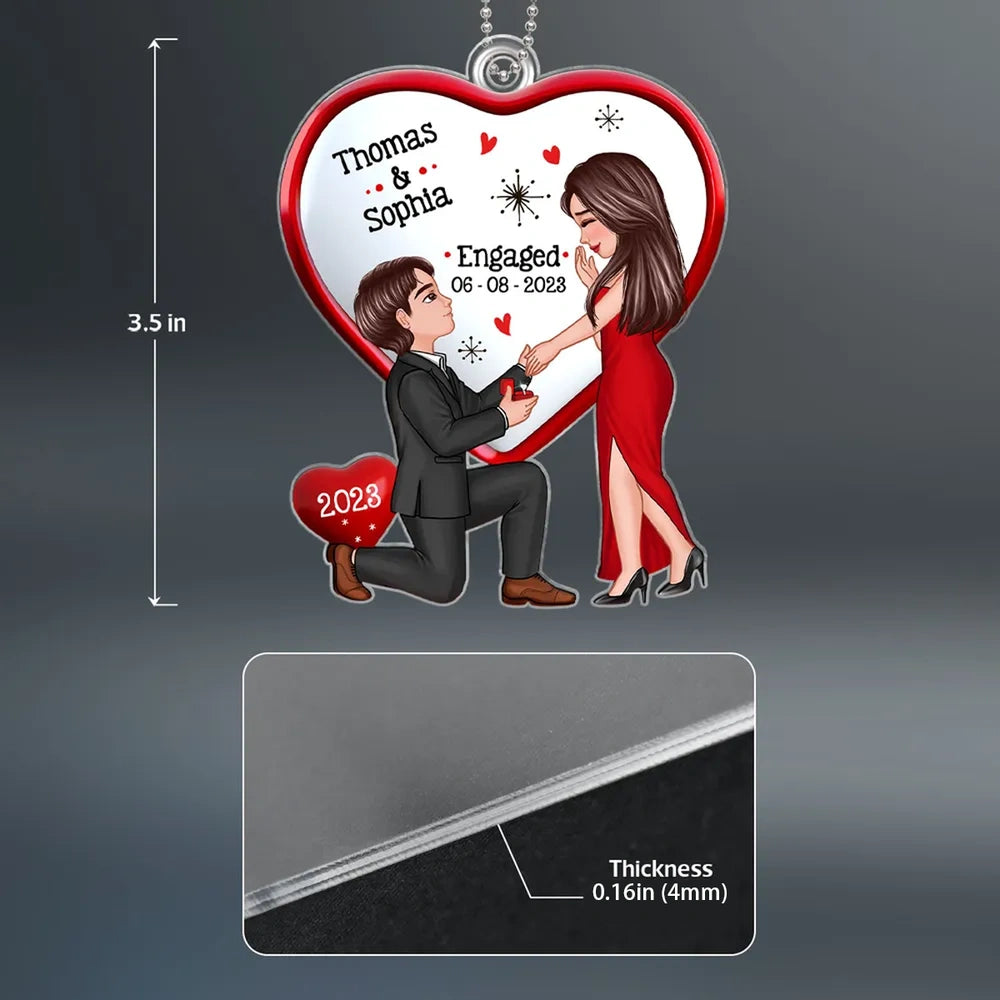 Personalized Engagement Ornament for Couples - Romantic Keepsake Gift Ornament MagicInPrints