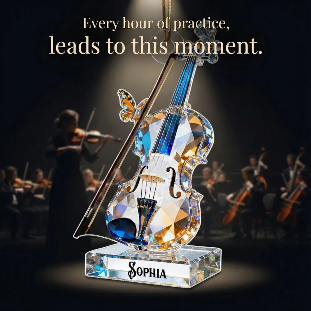 Personalized Crystal Violin Ornament with Name - Elegant Gift for Music Lovers Ornament MagicInPrints