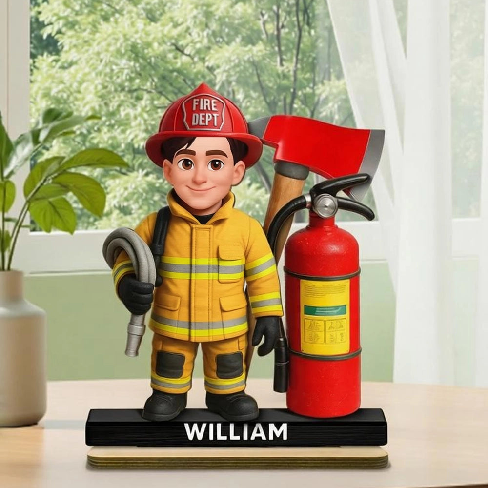 Custom Firefighter Figurine for Kids - Personalized Hero Gift Plaque MagicInPrints
