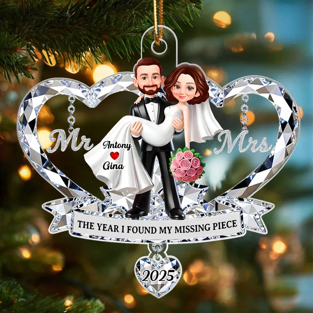 Personalized Wedding Ornament for Couples - First Christmas as Mr. and Mrs. 2025 Ornament MagicInPrints