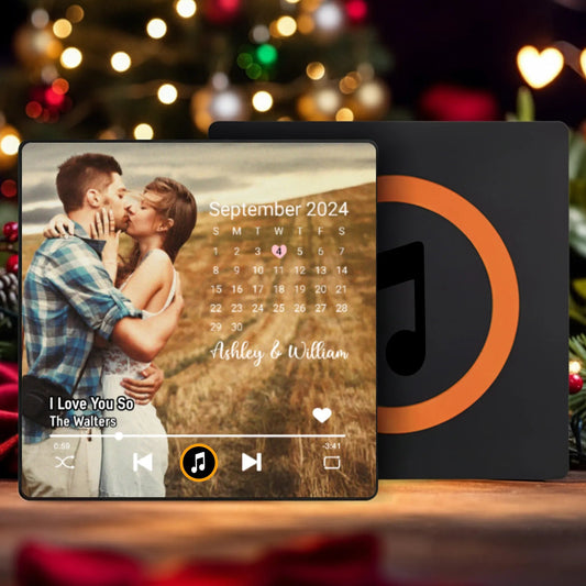 Personalized Music Plaque with Calendar for Couples - Romantic Gift Fridge Magnet MagicInPrints