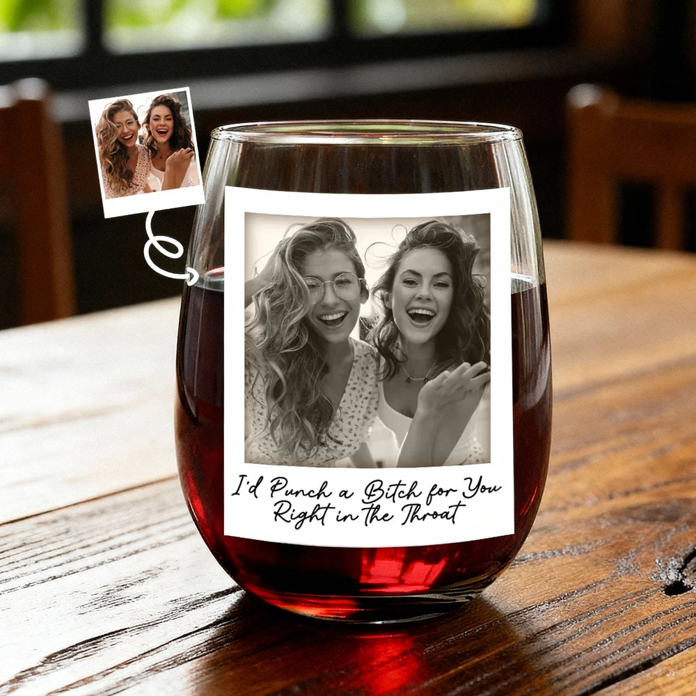 Custom Photo Stemless Wine Glass for Friends - Fun Gift for Any Occasion Cup MagicInPrints