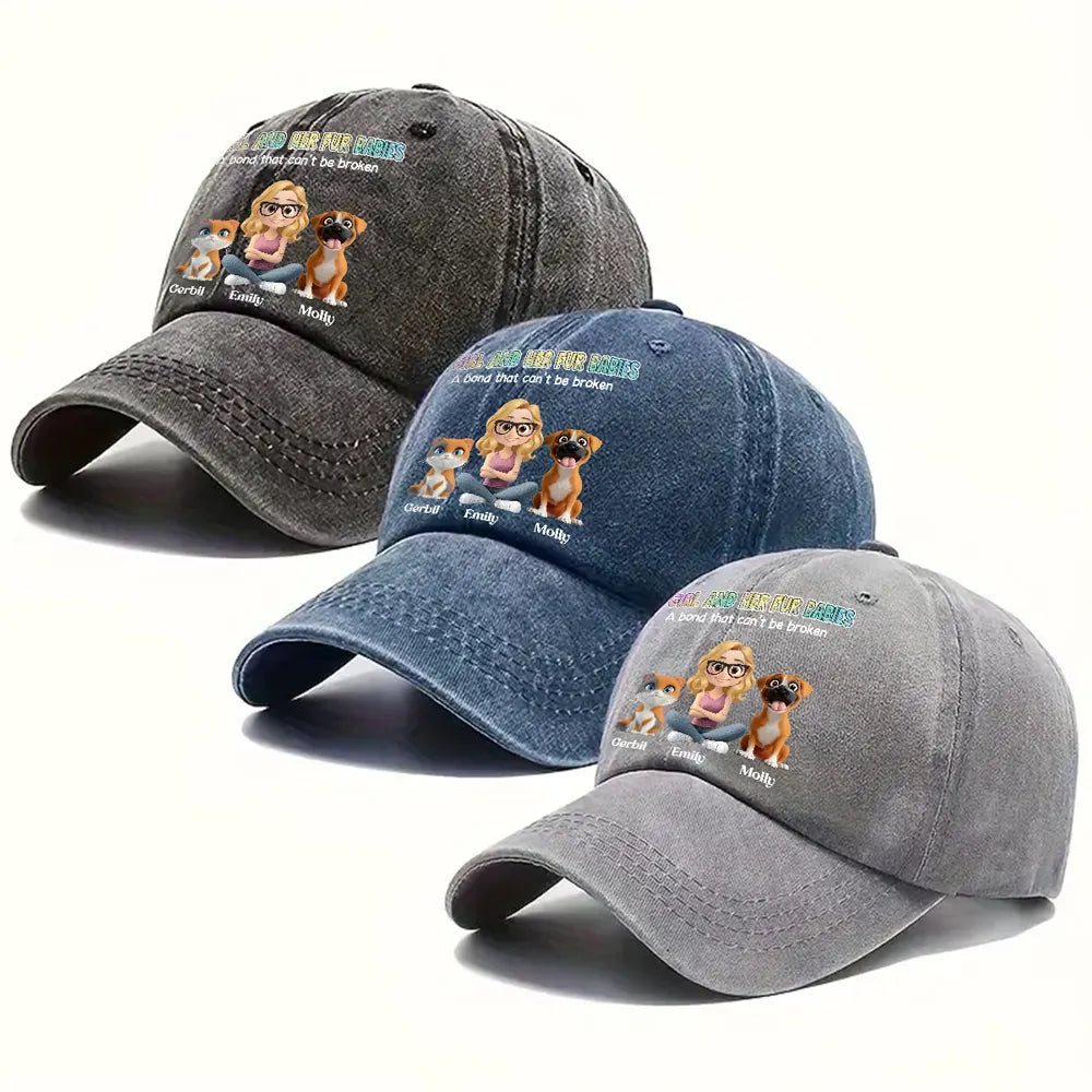 Custom Pet Lover Baseball Cap - Personalized with Cartoon Pets and Owner - Perfect Gift for Animal Lovers Hat MagicInPrints