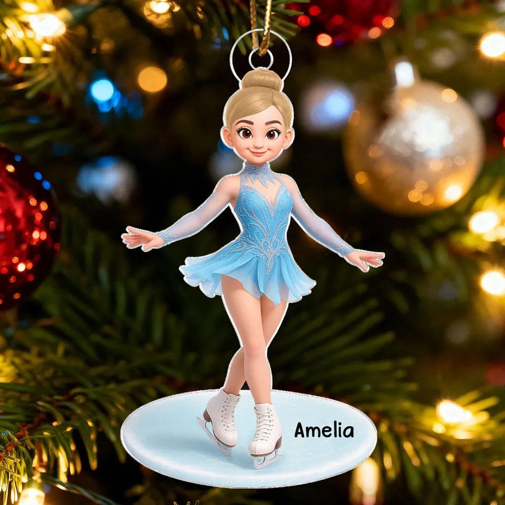 Personalized Ice Skater Christmas Ornament for Kids - Holiday Decoration Ornament MagicInPrints
