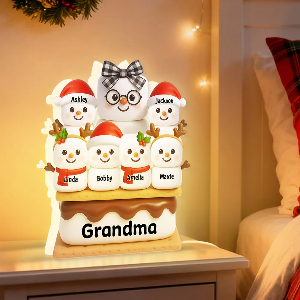 Custom Family Snowman Light for Grandma - Christmas Decor Plaque MagicInPrints