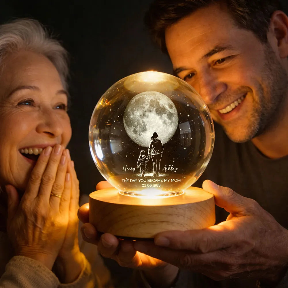 Personalized LED Night Light for Mom - Custom Moon Globe with Date Lamp MagicInPrints