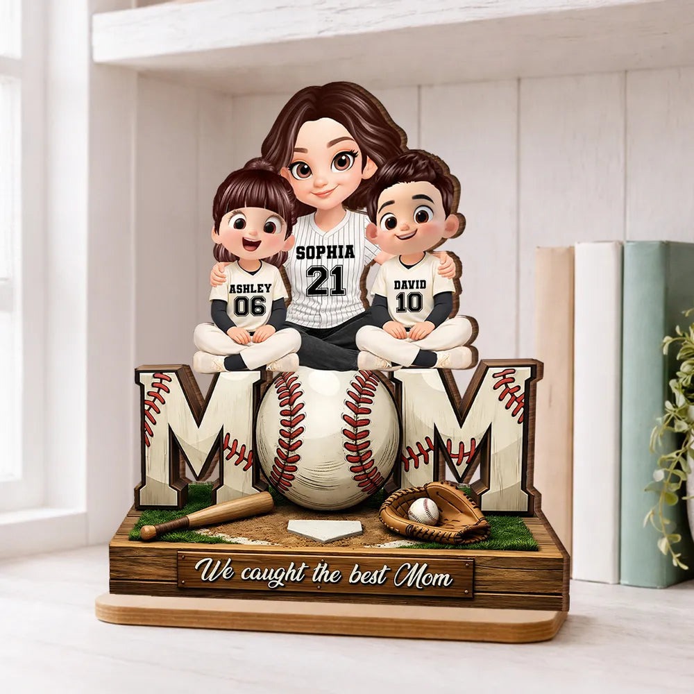 Personalized Baseball Mom Figurine with Kids Names - Perfect Gift for Mother's Day Plaque MagicInPrints
