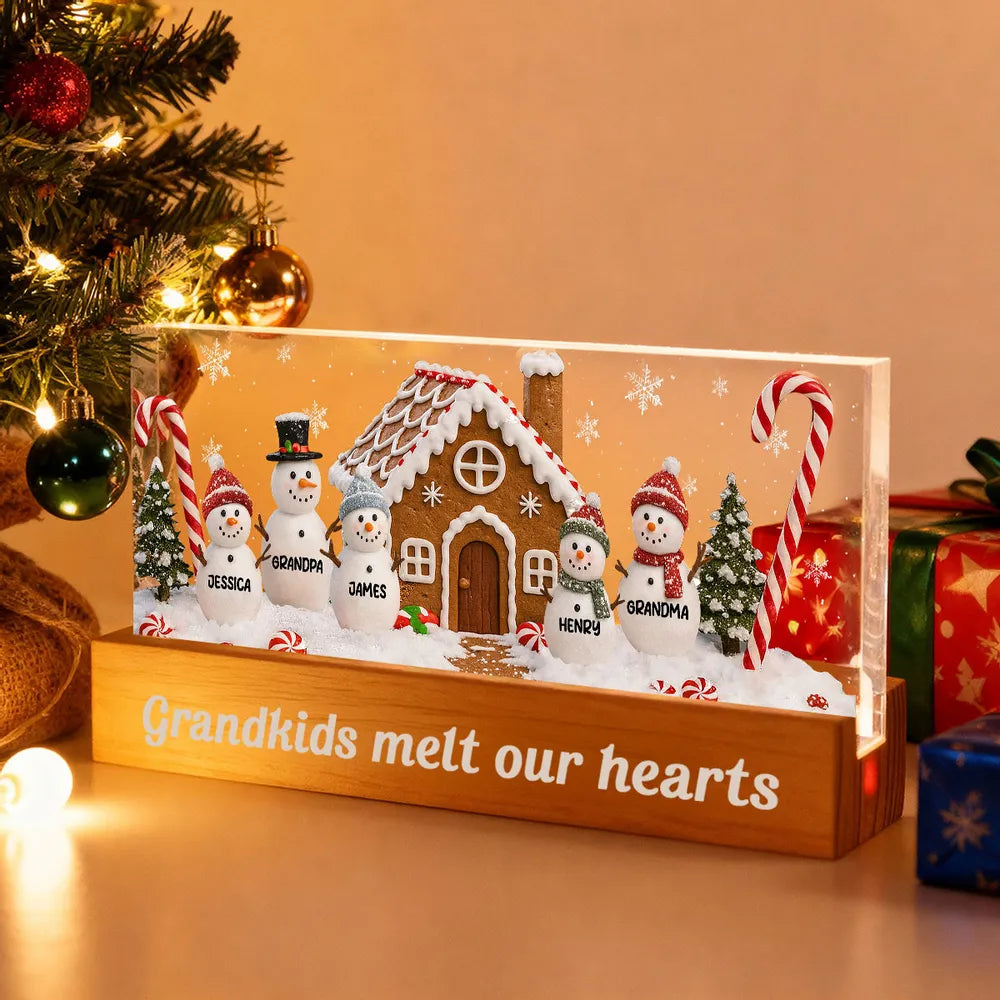 Personalized Christmas Snowman Family Light Box for Grandparents - Holiday Decoration Plaque MagicInPrints