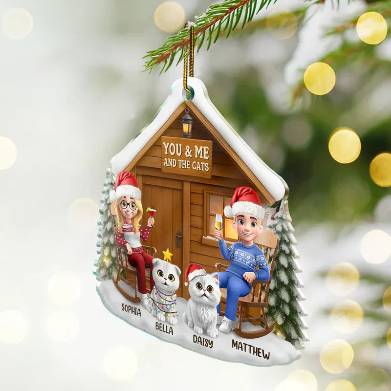 Personalized Family Christmas Ornament with Cat - Holiday Decor for Cat Lovers Ornament MagicInPrints