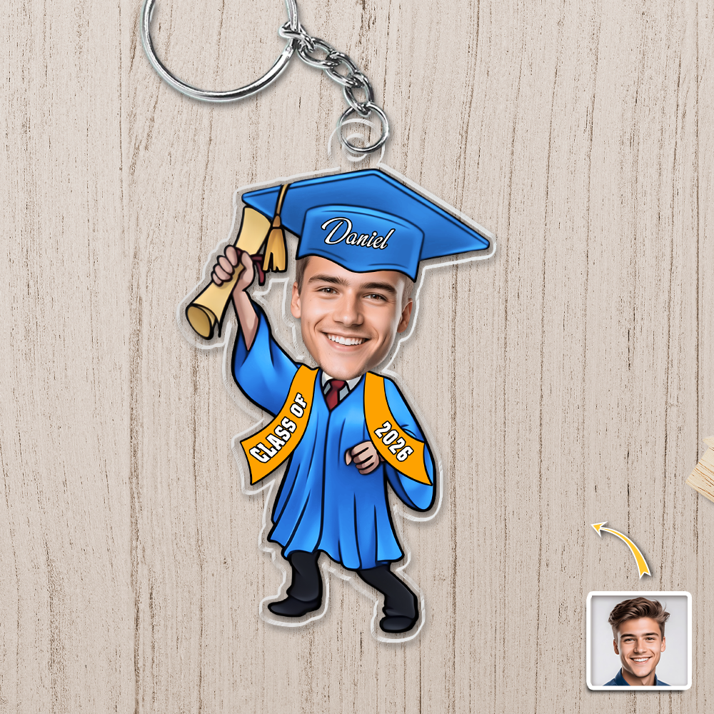 Custom Graduation Photo Keychain for Graduates - Class of 2026 Keepsake Keychain MagicInPrints