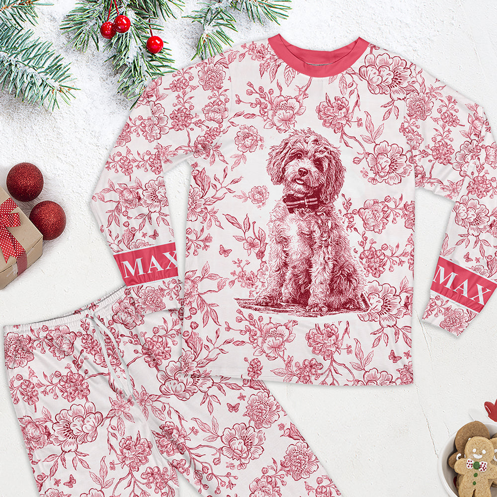 Toile de Jouy Pajama Set – Custom Photo Gifts for Dog Lovers Pajama Set MagicInPrints