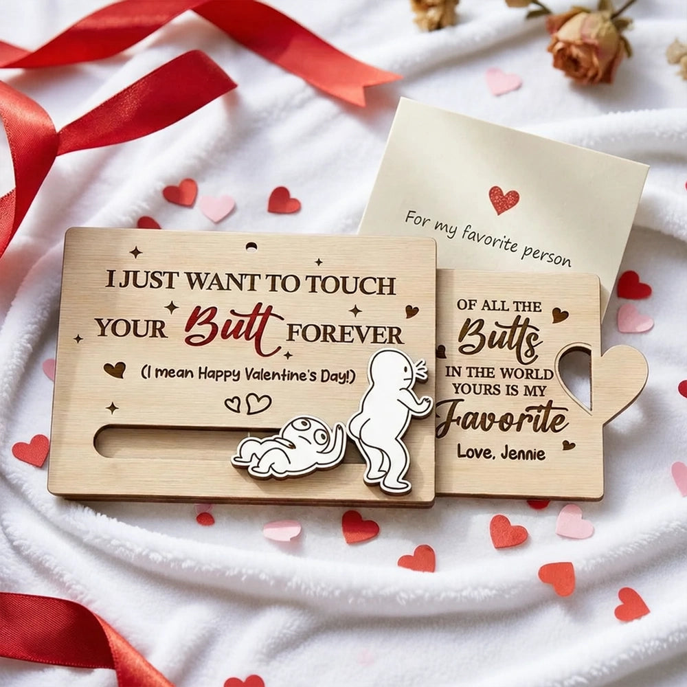 Personalized Wooden Love Card for Couples - Funny Valentine's Day Gift Ornament MagicInPrints