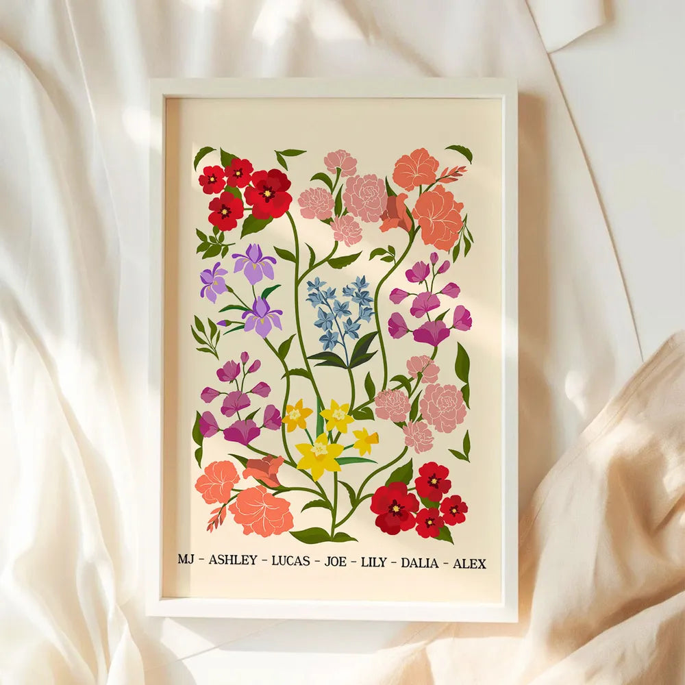 Floral Art Print for Sisters - Sentimental Home Decor Gift Poster or Canvas MagicInPrints