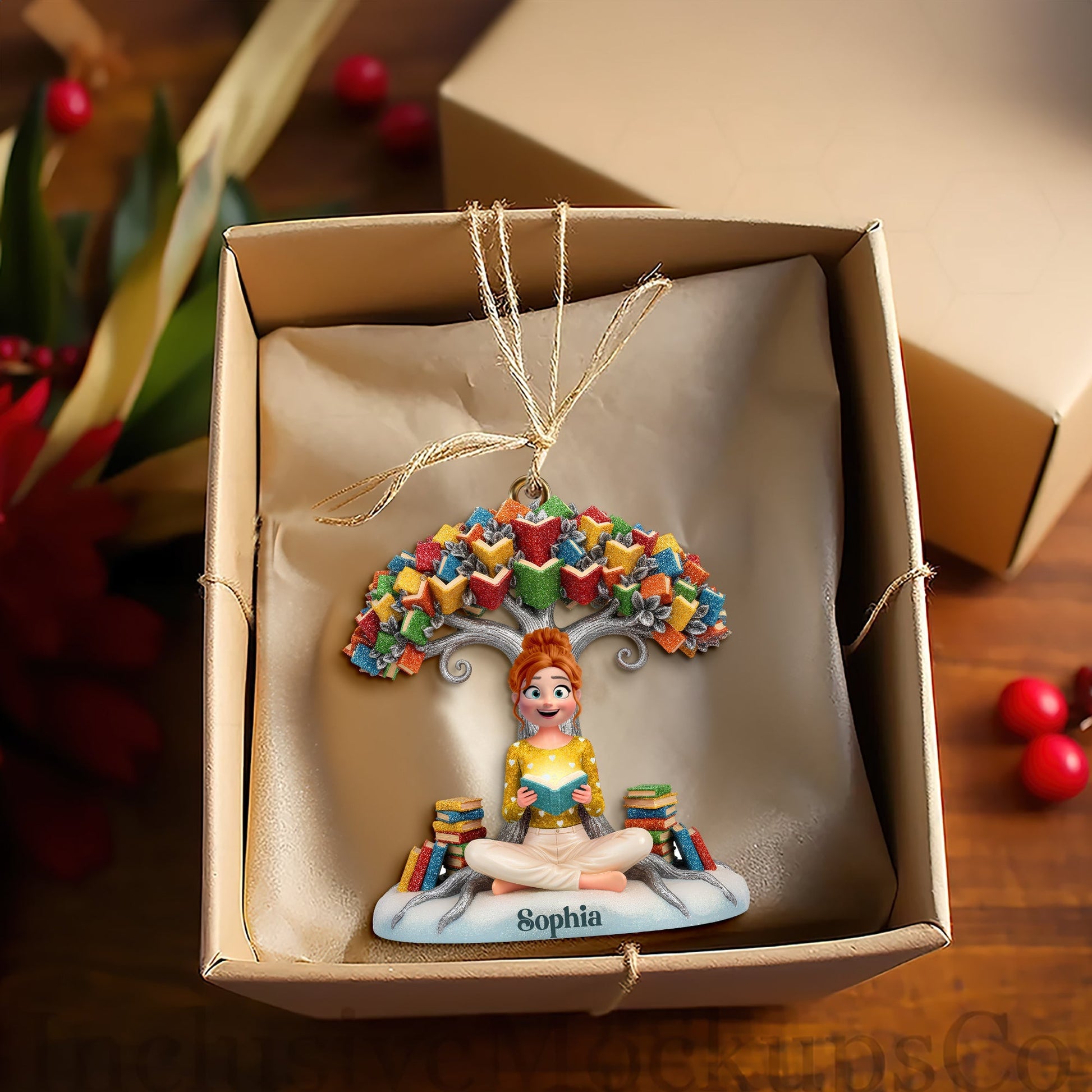 Book Tree Christmas Ornament Personalized Gifts For Book Lovers Ornament MagicInPrints