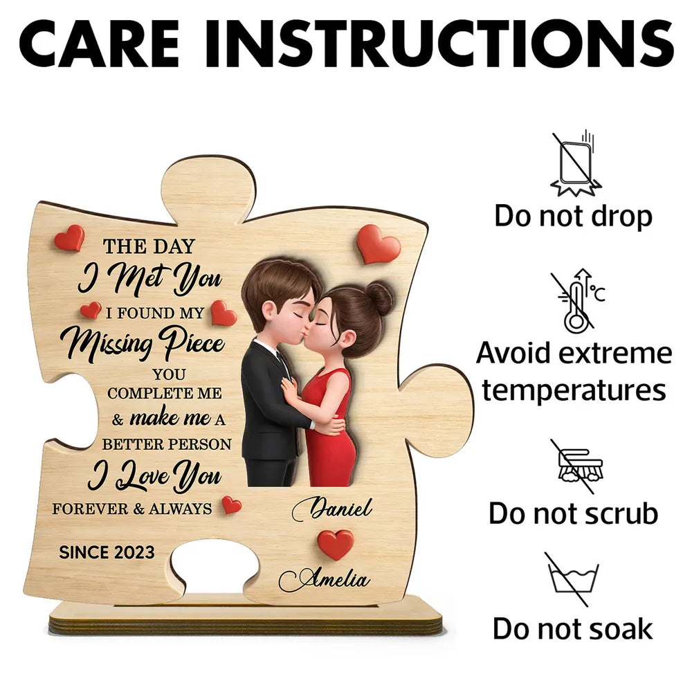 Personalized Puzzle Piece Plaque for Couples - Romantic Gift Keepsake Plaque MagicInPrints