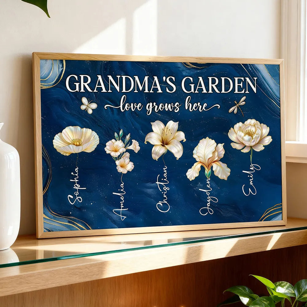Personalized Canvas Art for Grandma - Floral Design with Names - Sentimental Gift for Mother's Day Poster or Canvas MagicInPrints
