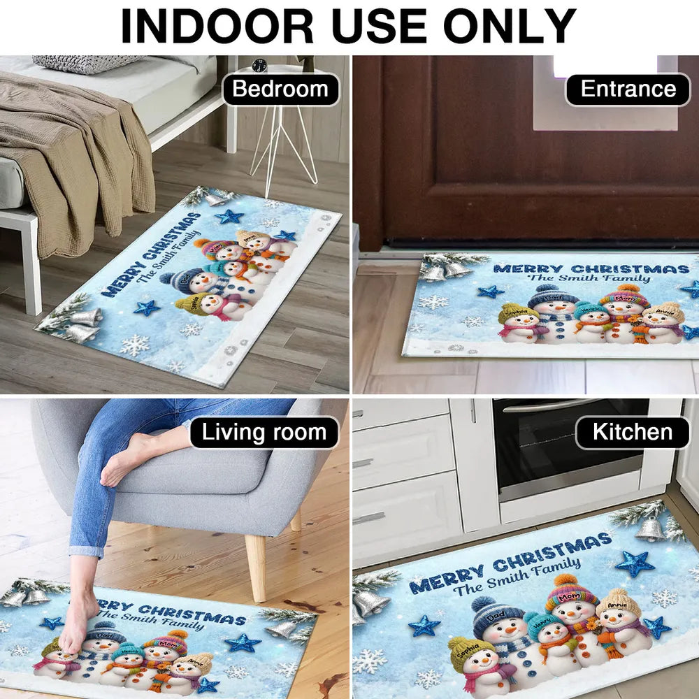 Personalized Family Christmas Doormat Snowman Theme - Holiday Decor Doormat MagicInPrints