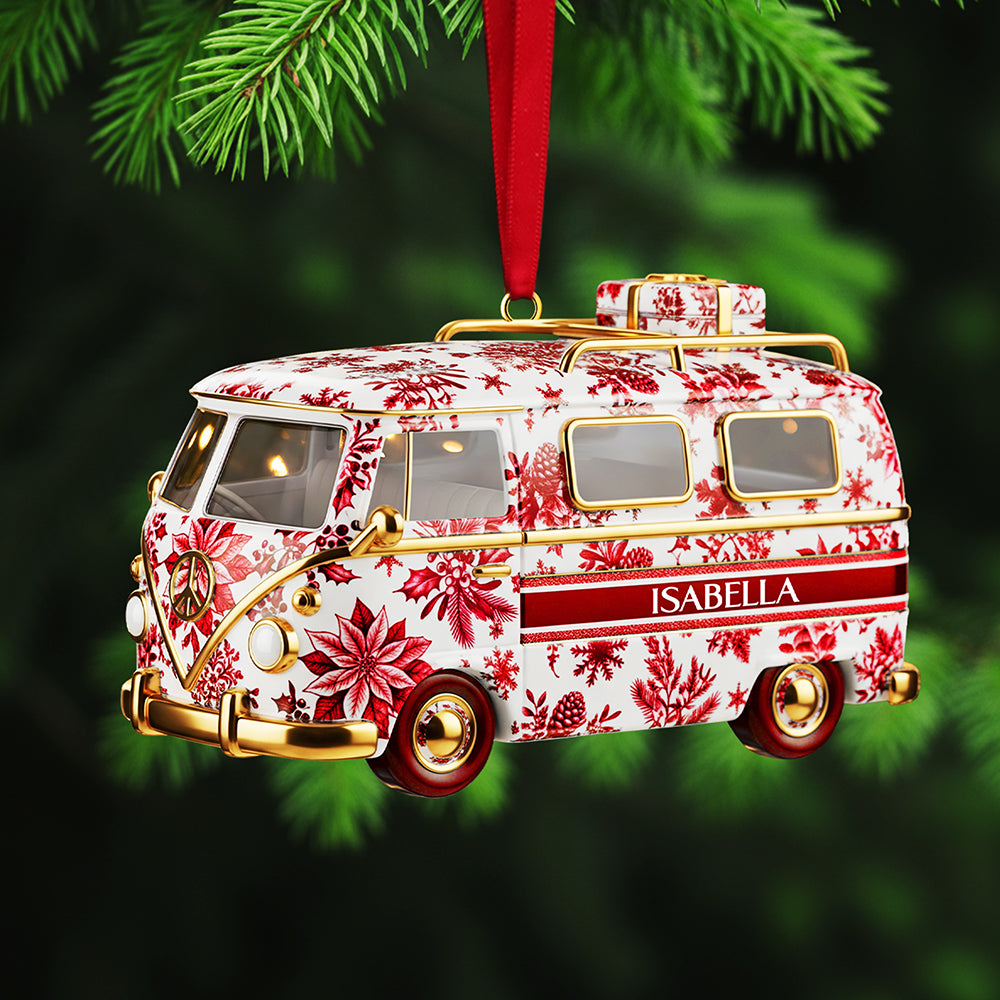 Personalized Gifts For Christmas, Camper Van Toile de Jouy Custom Shape Acrylic Ornament Ornament MagicInPrints