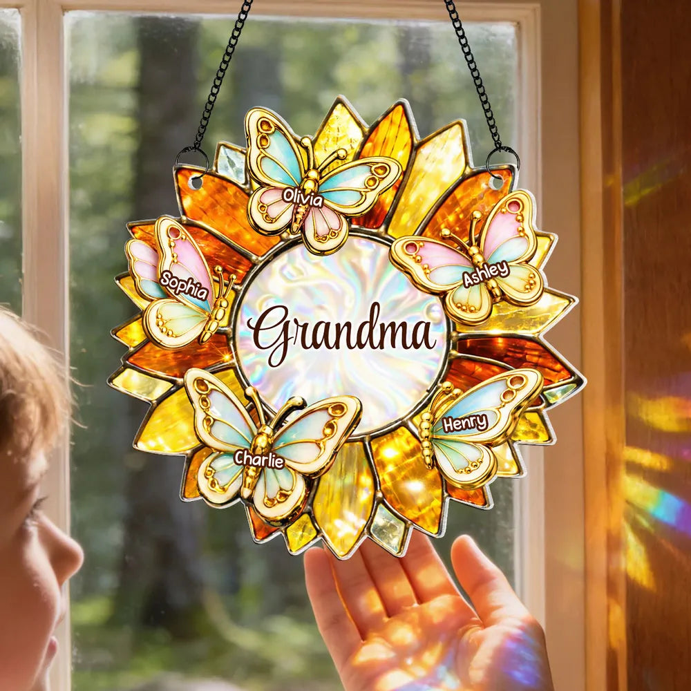 Personalized Butterfly Sun Catcher for Grandma - Custom Names Gift Ornament MagicInPrints