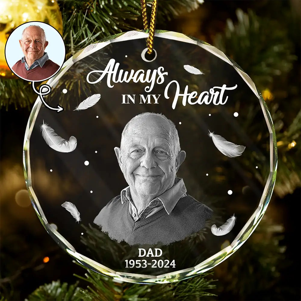 Personalized Memorial Ornament for Dad - Always in My Heart Keepsake Ornament MagicInPrints