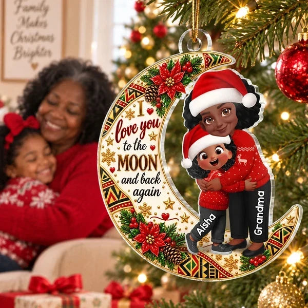 Personalized Christmas Acrylic Ornament Hugging Grandma & Grandchild Gift