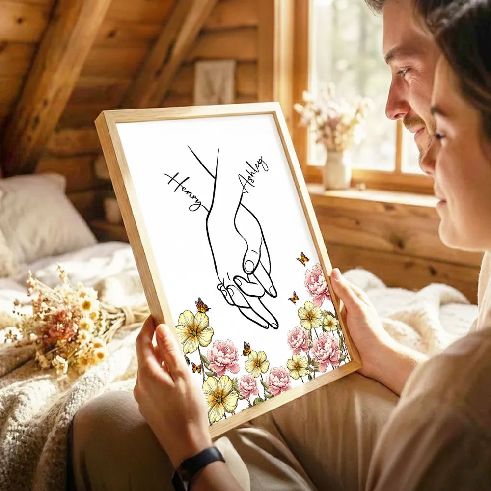 Personalized Couple Hand Holding Art Print for Home Decor - Romantic Gift Poster or Canvas MagicInPrints