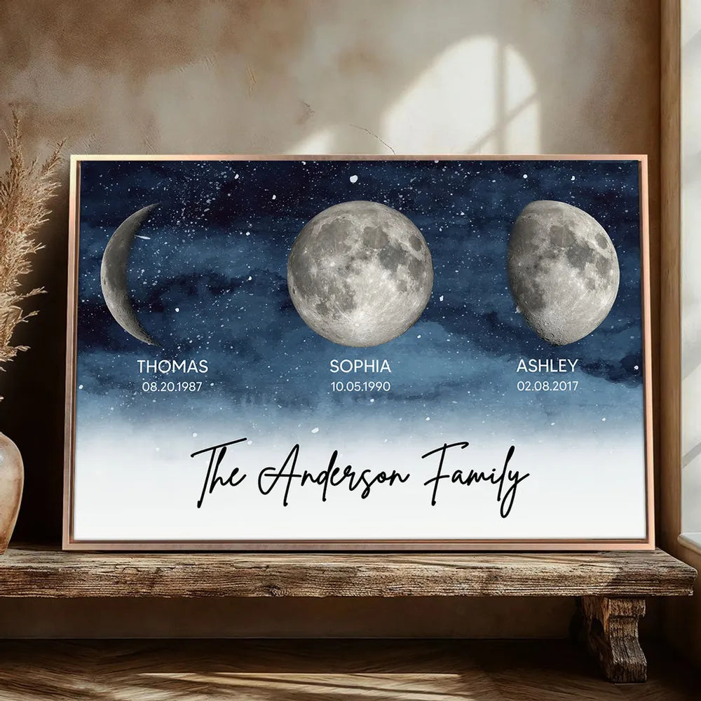 Personalized Moon Phase Family Print for Home Decor - Anniversary or Birthday Gift Poster or Canvas MagicInPrints