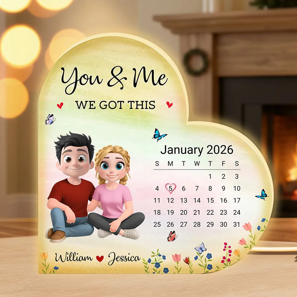 Personalized Heart-Shaped Couple Calendar for Couples - Romantic Gift Plaque MagicInPrints