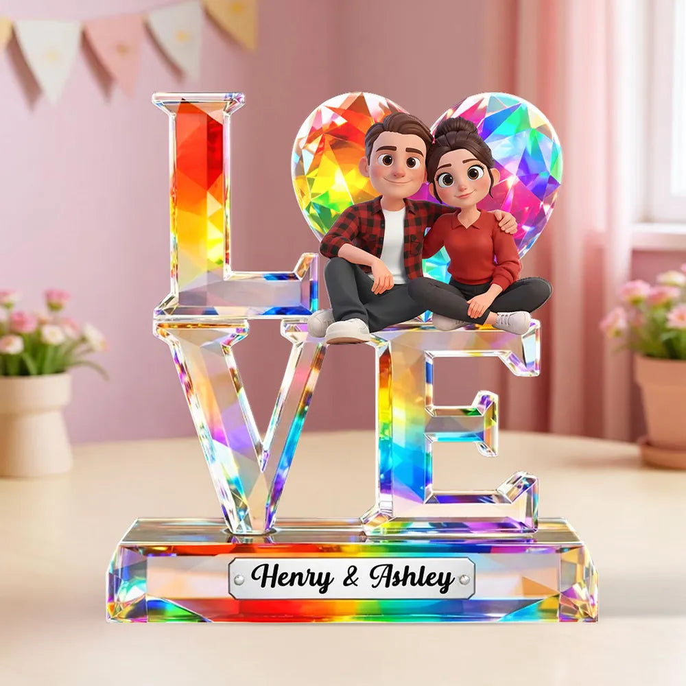 Personalized Crystal Love Figurine for Couples - Romantic Gift Plaque MagicInPrints