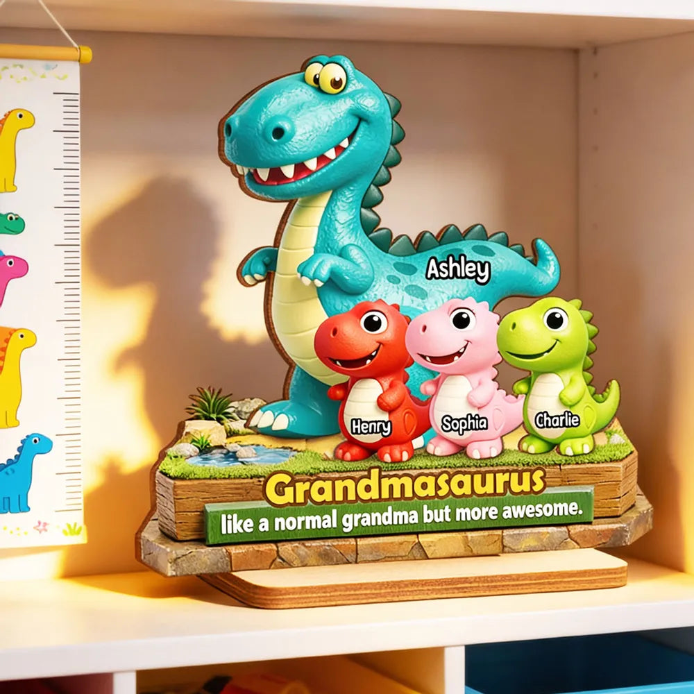 Personalized Grandmasaurus Dinosaur Figurine for Grandma - Fun Family Gift Plaque MagicInPrints